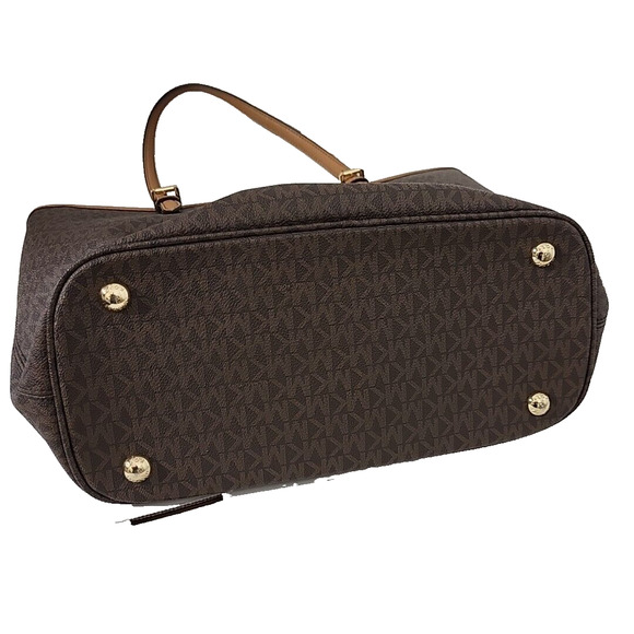 MICHAEL KORS Purse/Tote Brown Leather Logo Zipper Clouser Many Compartments NEW - Picture 8 of 9